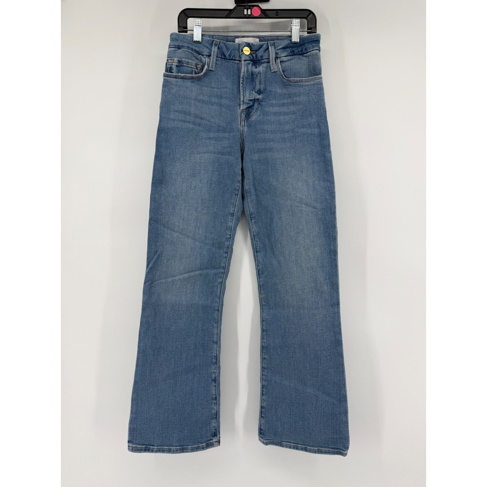 FRAME Le Crop Mini Boot Jeans Women 26 Melville Blue Mid Rise Stretch Denim NEW